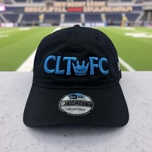 New Era 9TWENTY Charlotte FC Hat Cap Black Adjustable Strapback CLT FC Soccer